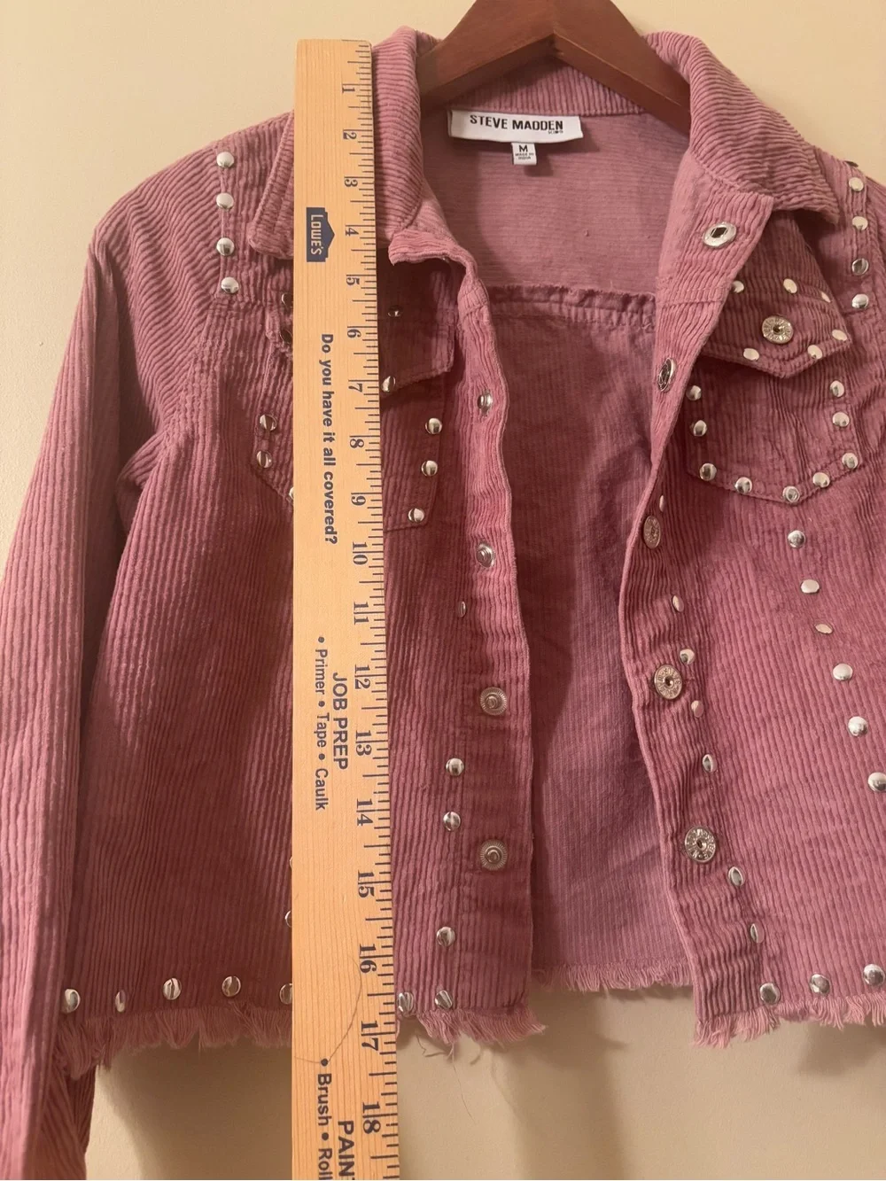 Steve Madden Dusty Rose Studded Corduroy Crop Jacket Girls Size 10/12